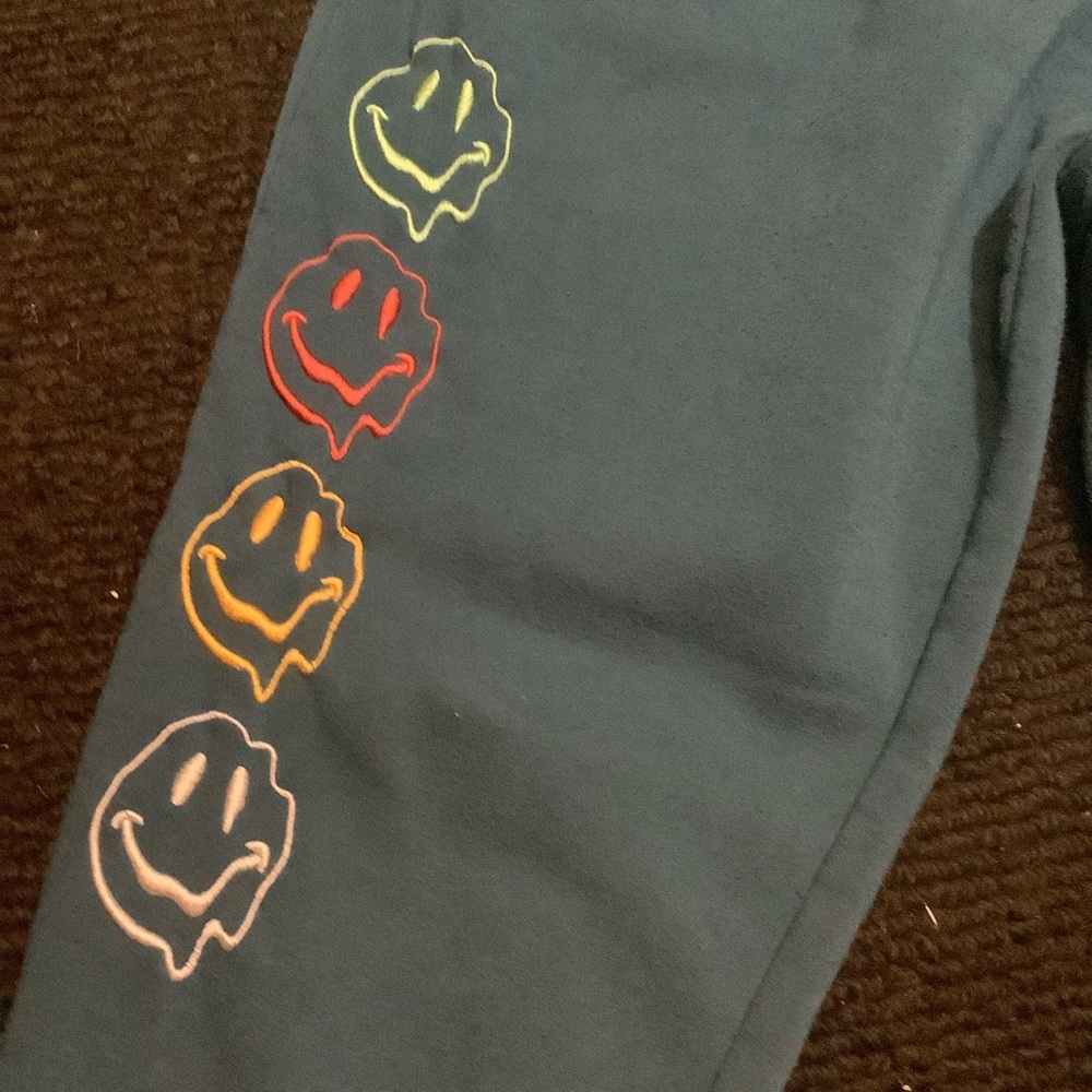 Sweatpants Green Happy Face